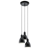 Elegant Trio of Black Dome Ceiling Pendant Lights