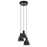 Elegant Trio of Black Dome Ceiling Pendant Lights