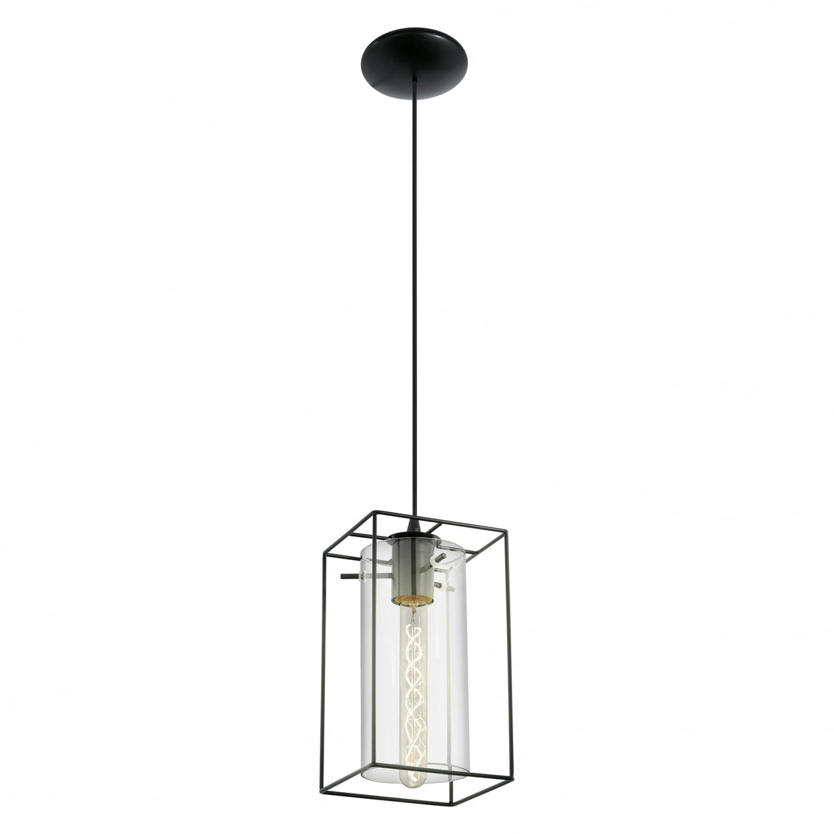 LONCINO Retro Industrial Glass and Steel Pendant Light