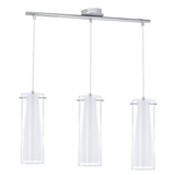 Pinto Chrome Trio Pendant Light with Opal and Clear Glass Shades