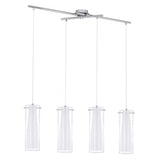Pinto Nero Contemporary 4-Light Chrome and Opal Glass Pendant Fixture