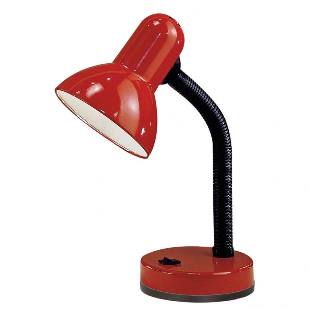 Classic Student Desk Lamp with Adjustable Neck in Vibrant Red