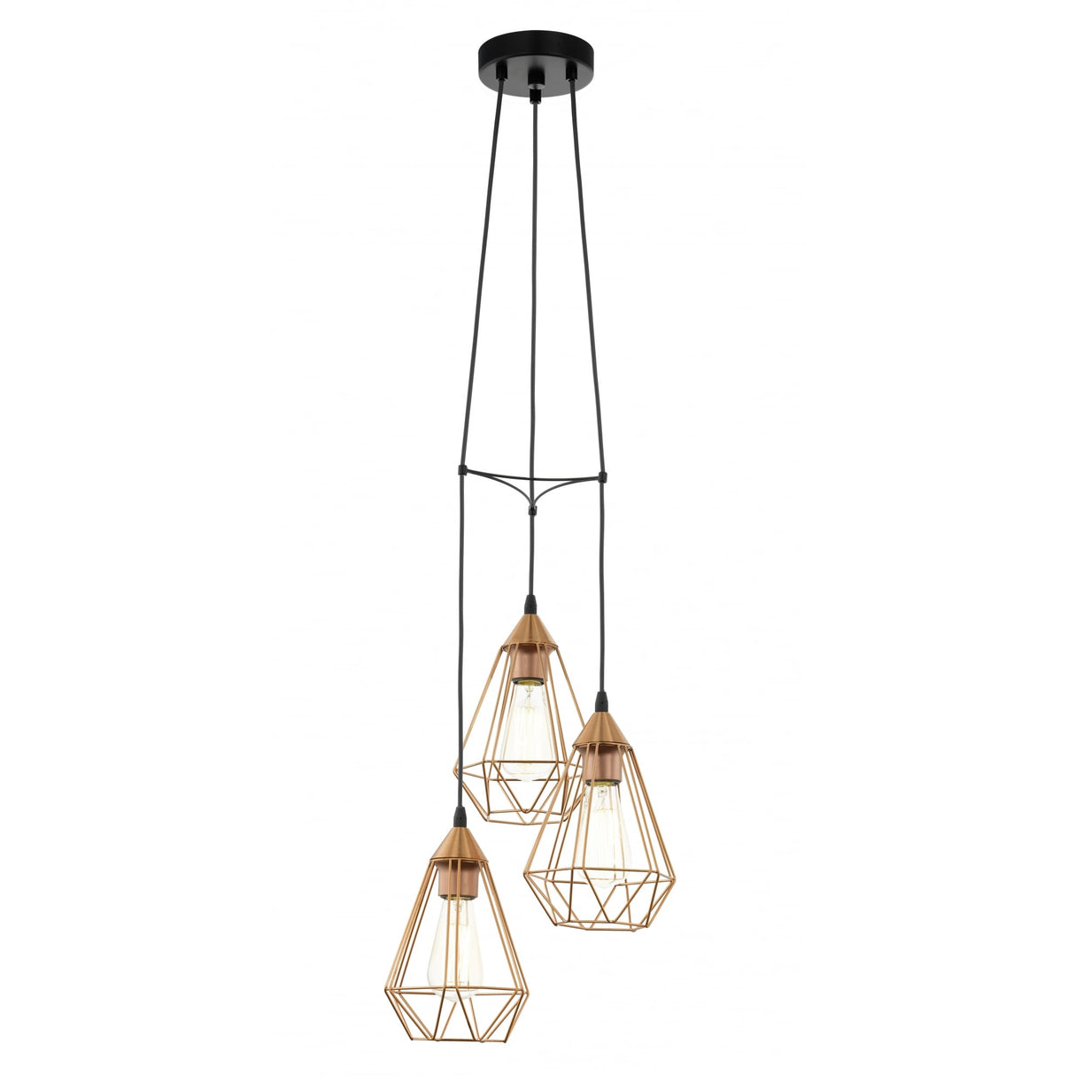 Vintage Geometric Copper Cluster Pendant Light