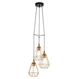 Vintage Geometric Copper Cluster Pendant Light