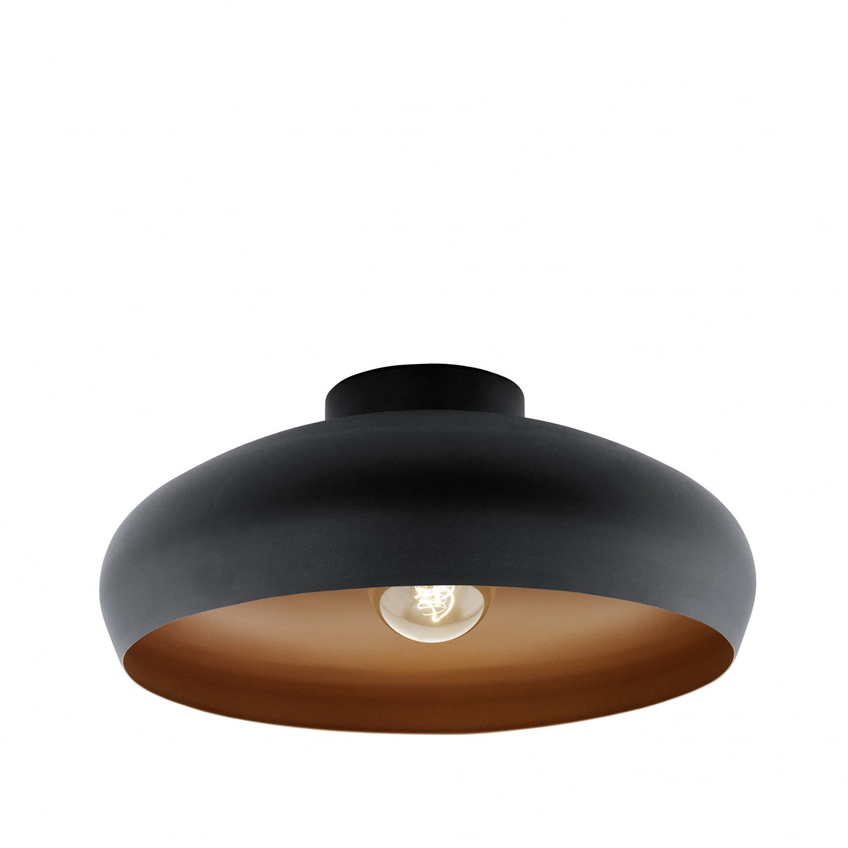 Elegant Black and Copper Open Bowl Ceiling Light