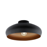 Elegant Black and Copper Open Bowl Ceiling Light