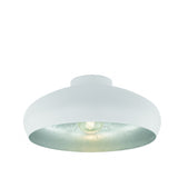 Vintage Elegance: White and Silver Steel Bowl Ceiling Light