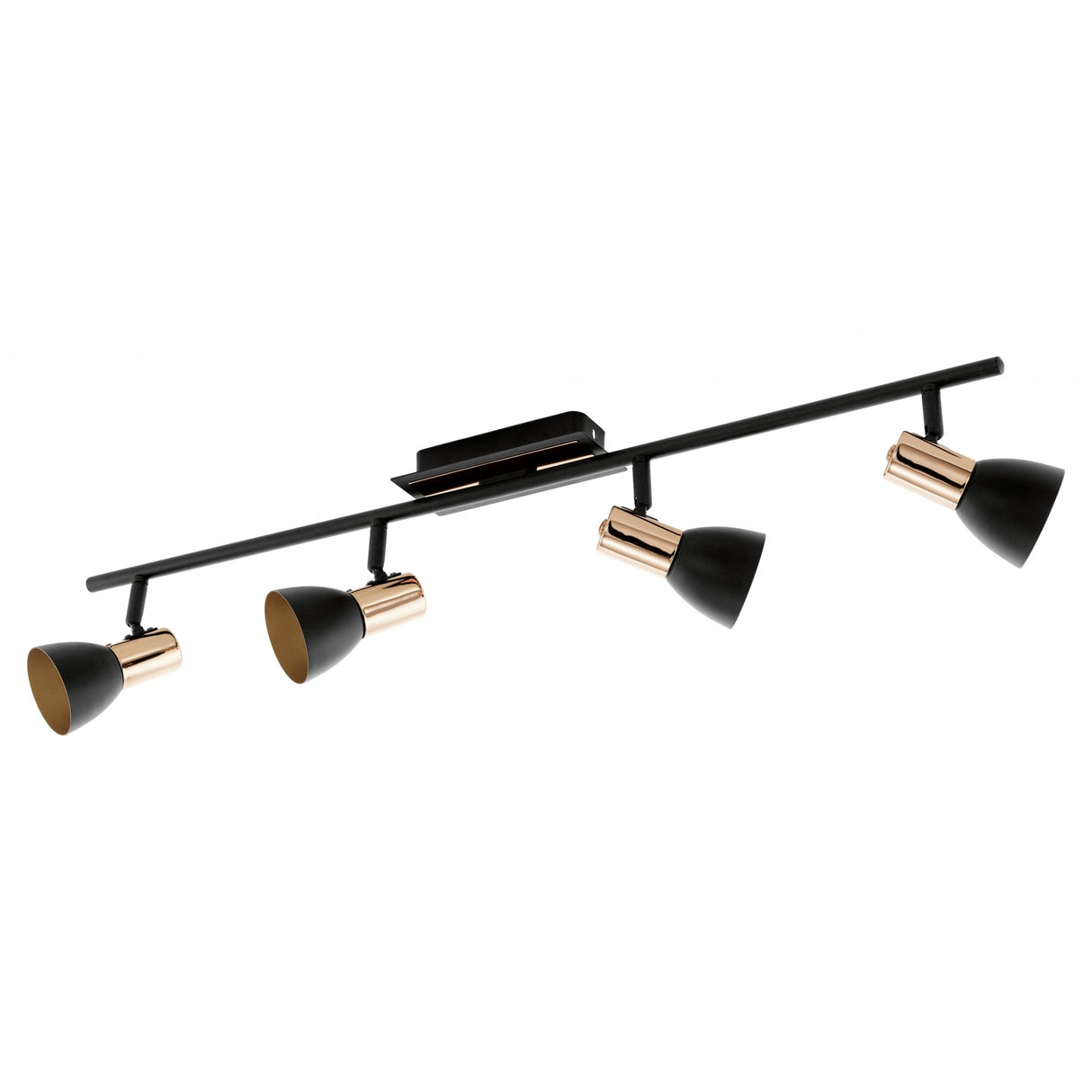 Barnham Contemporary Black and Copper 4-Light Ceiling Spotlight Bar