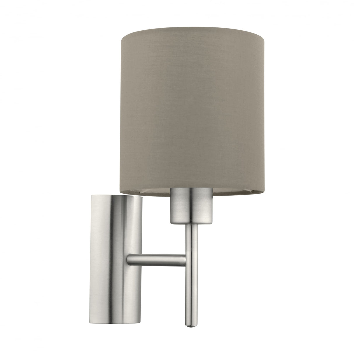 Elegant Taupe Drum Shade Bedside Wall Sconce in Satin Nickel Finish