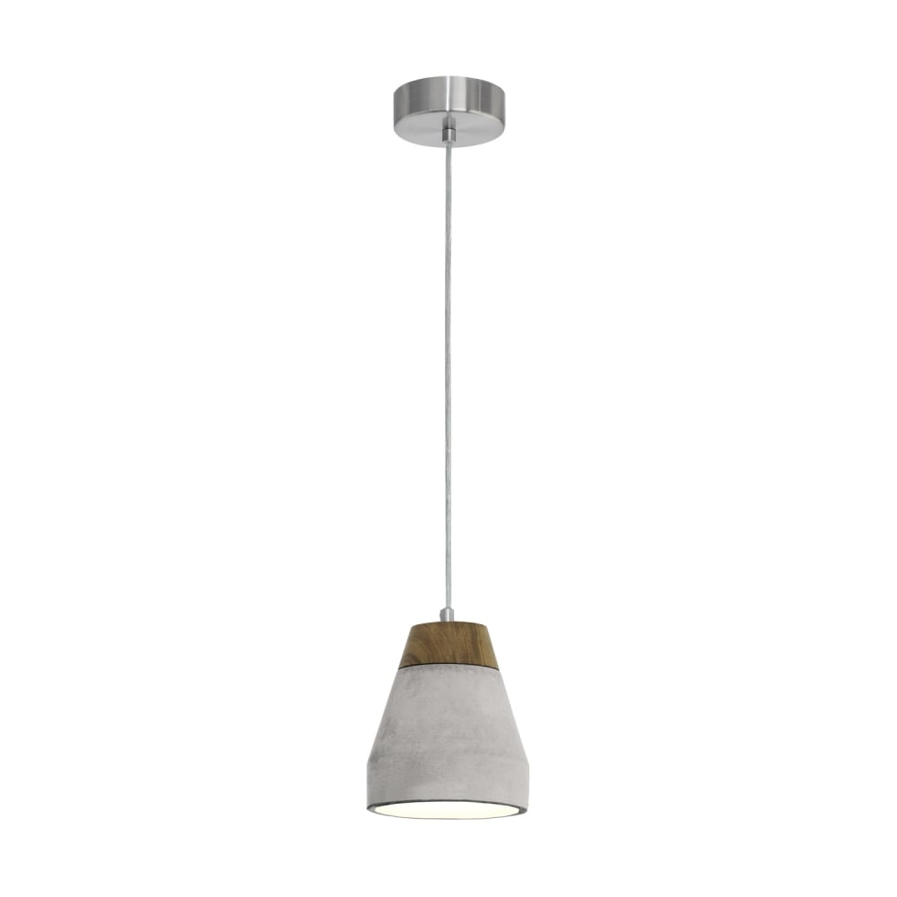 Tarega Concrete and Wood Pendant Light E27 - Modern Dome Ceiling Fixture