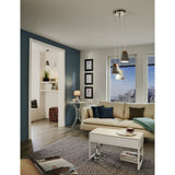 Tarega Concrete and Wood Pendant Light E27 - Modern Dome Ceiling Fixture