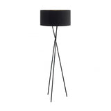 Elegant Black Tripod Floor Lamp with Chic Copper Accents