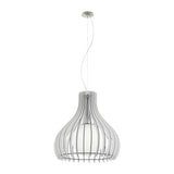 TINDORI White Satin Nickel & Steel Open Sphere Ceiling Pendant Light