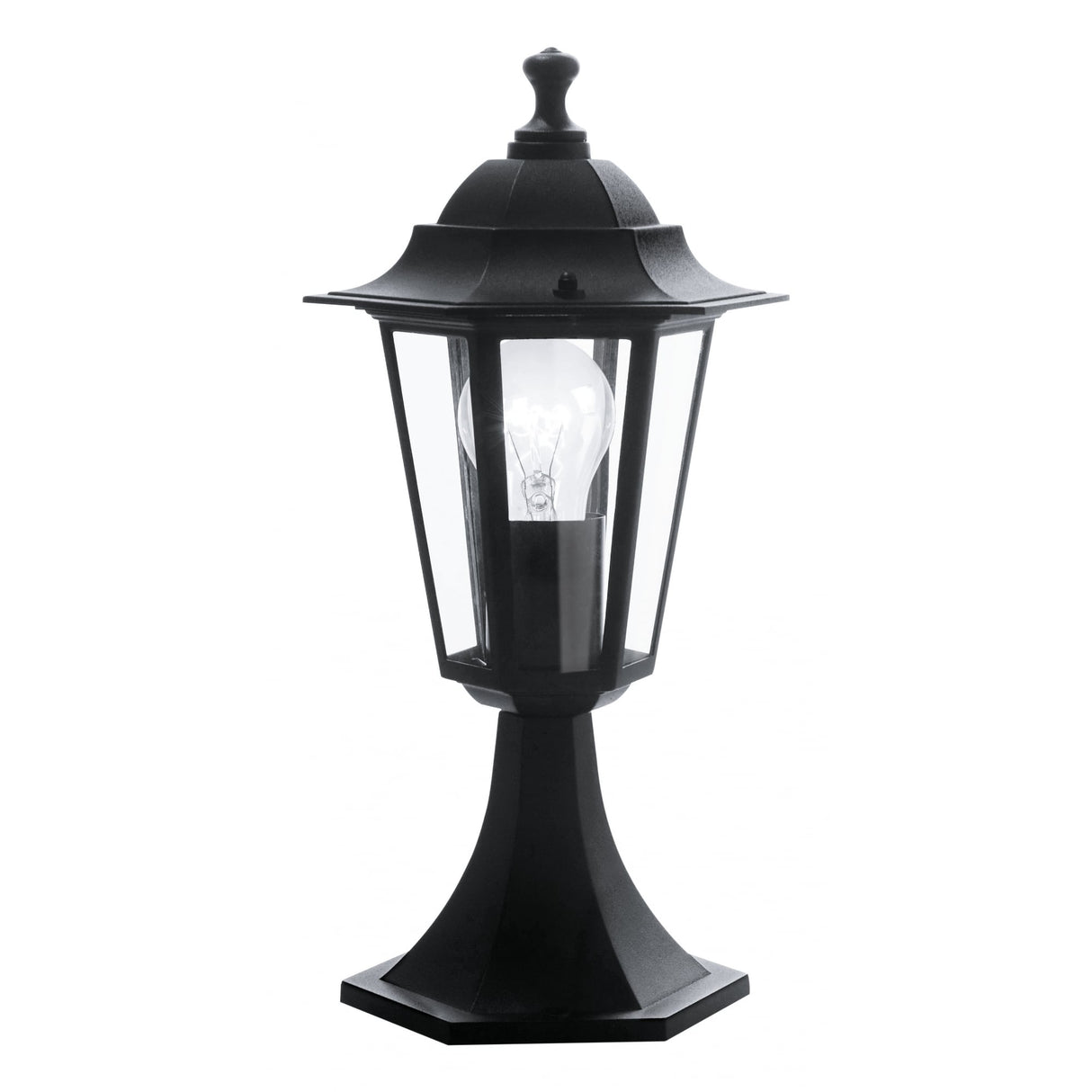 Black Cast Aluminium Outdoor Lantern Light with Clear Glass Shade