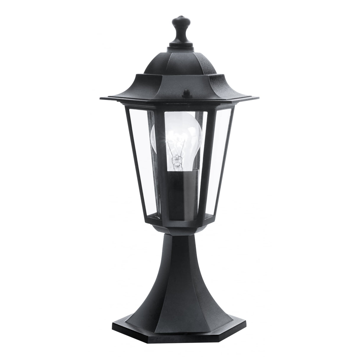 Black Cast Aluminium Outdoor Lantern Light with Clear Glass Shade