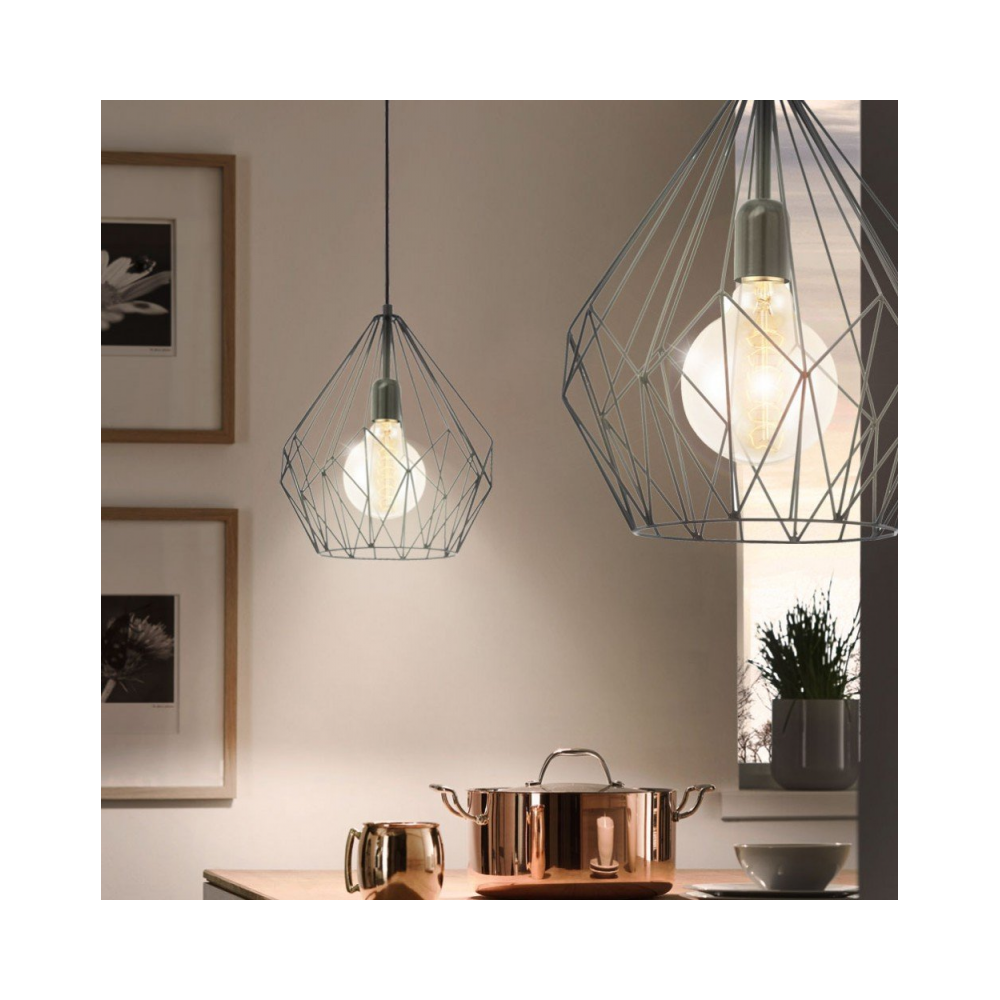 Carlton Contemporary Black Wire Geometric Ceiling Pendant Light