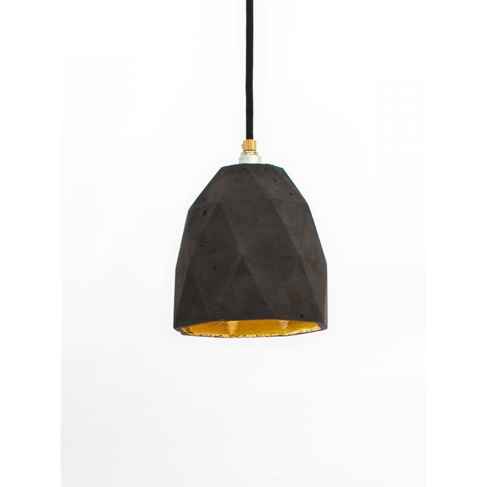 Elegant Diamond Concrete Pendant with Gold Interior by GANT Lights