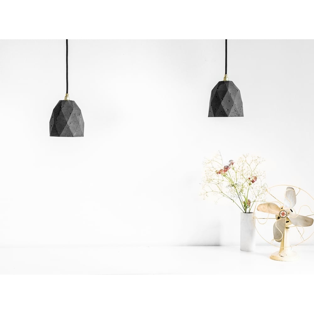 Modern Concrete and Copper Diamond Pendant Light