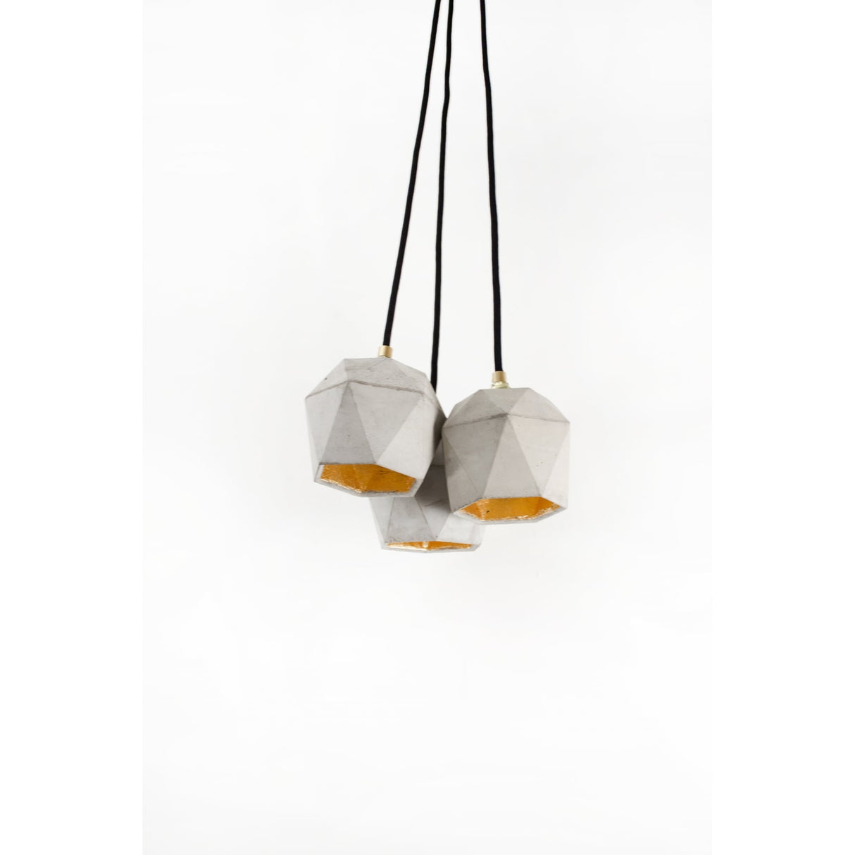 Modern Concrete Dome Pendant Light Cluster - Gold Interior Finish