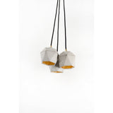 Modern Concrete Dome Pendant Light Cluster - Gold Interior Finish