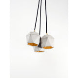 Modern Concrete Dome Pendant Light Cluster - Gold Interior Finish