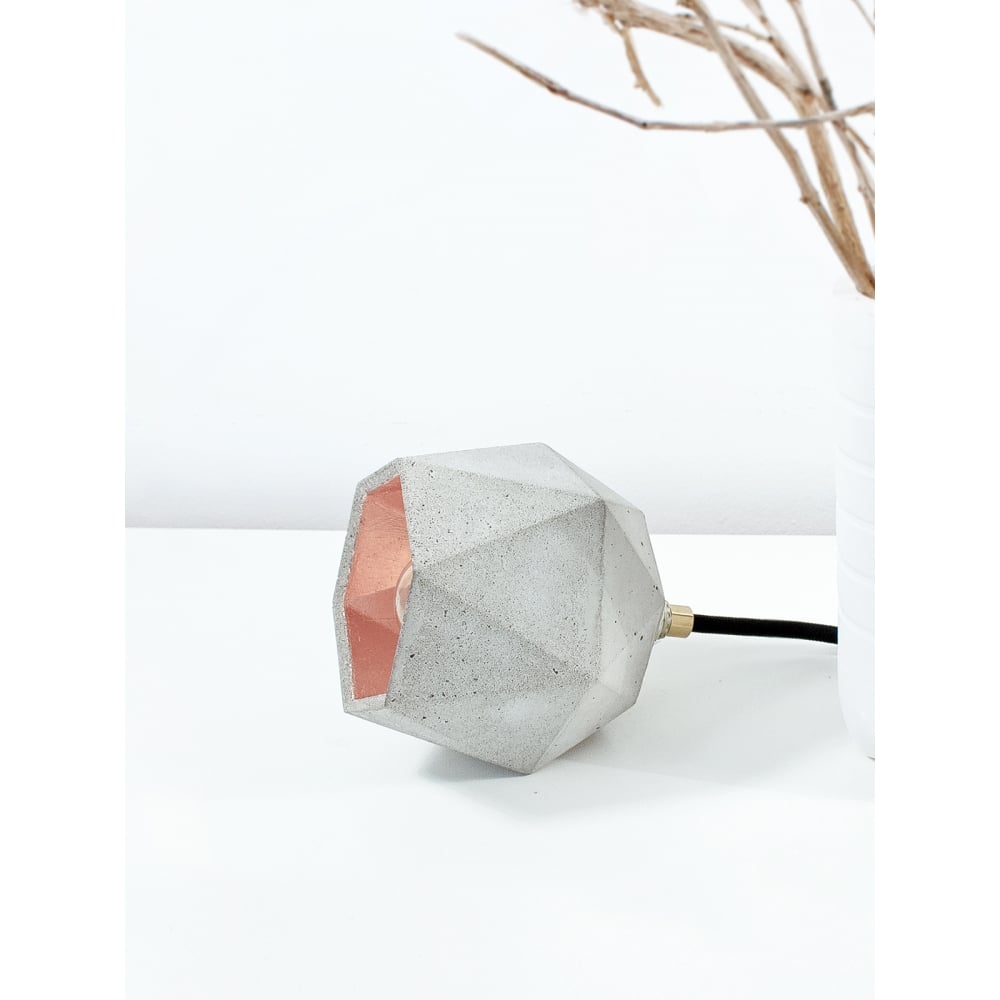 Contemporary Concrete Dome Floor Lamp with Copper Interior