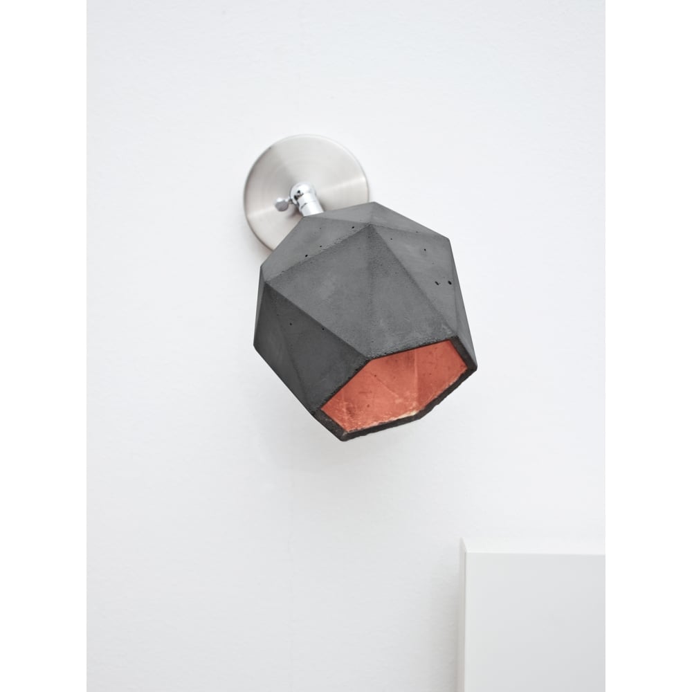 Modern Industrial Concrete Wall Light with Copper Accent