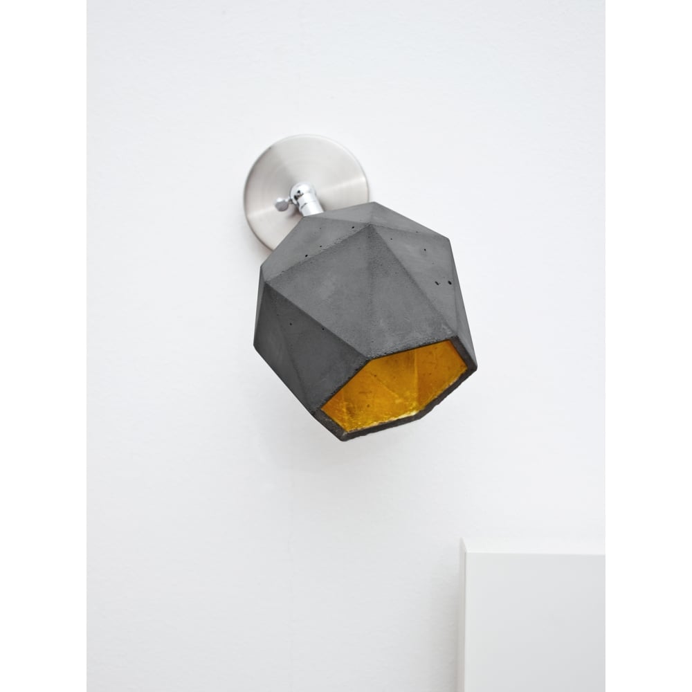 GANT Lights [T2] Concrete and Gold Dome Wall Light