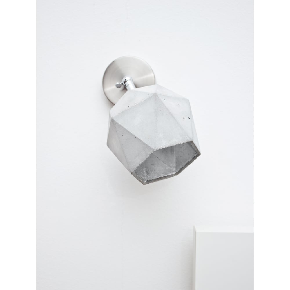 Concrete Dome Wall Light with Silver Interior Finish