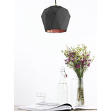 Elegant Concrete Dome Pendant: Dark Finish with Copper Interior