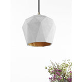 Modern Concrete Dome Pendant Light with Gold Accent