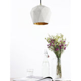 Modern Concrete Dome Pendant Light with Gold Accent