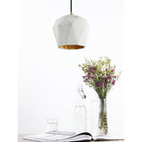 Modern Concrete Dome Pendant Light with Gold Accent