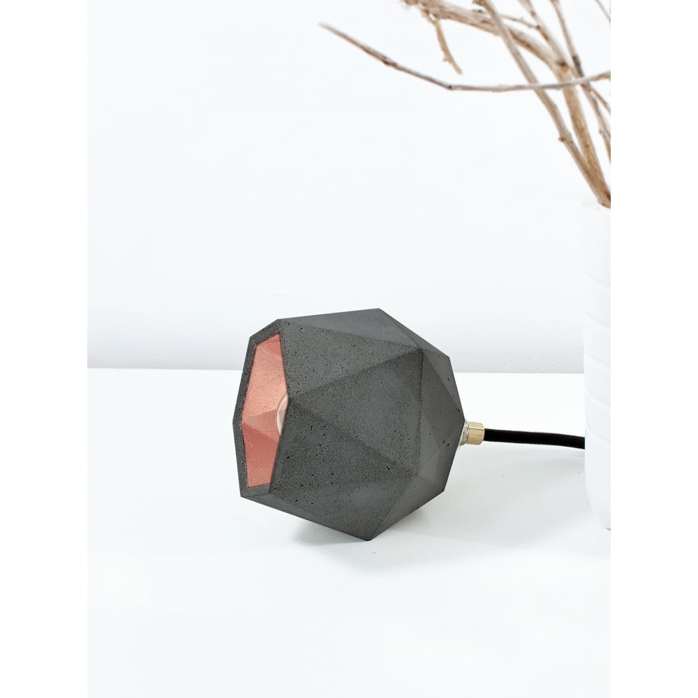 Elegant Dome Concrete Floor Light with Copper Interior Finish