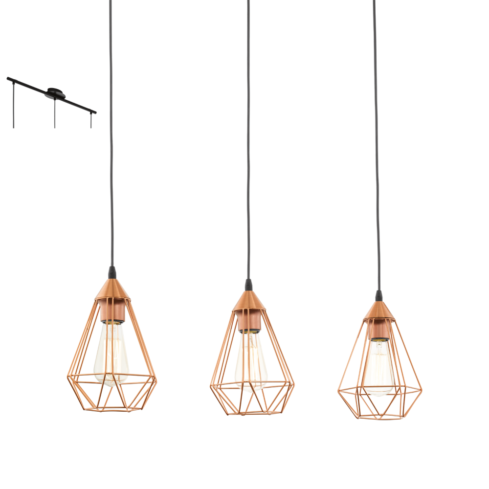 Tarbes Industrial Vintage Linear Pendant Light in Copper & Black