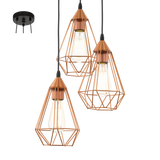Vintage Geometric Copper Cluster Pendant Light