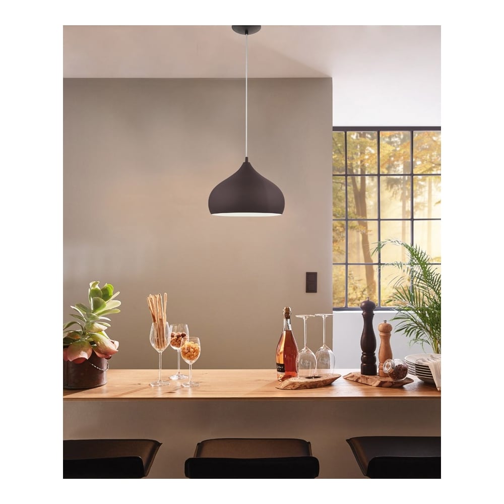 Hapton Open Dome Dark Brown Steel Hanging Ceiling Pendant