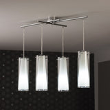 Pinto Nero Contemporary 4-Light Chrome and Opal Glass Pendant Fixture