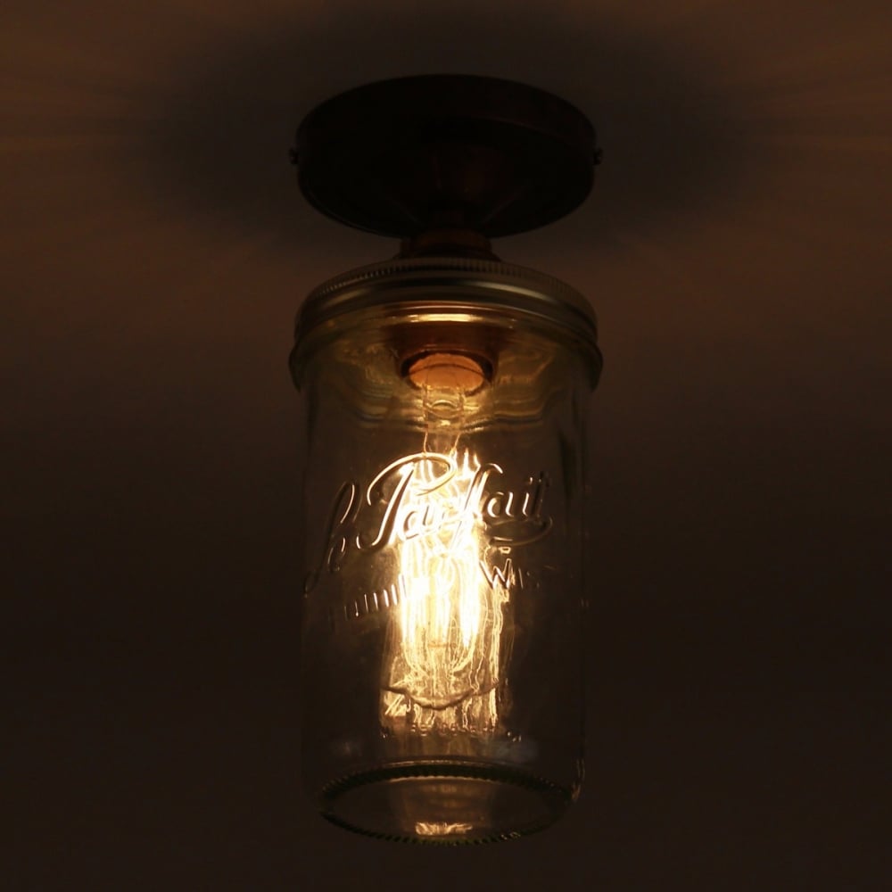 Antique Brass Jam Jar Ceiling Light Fixture