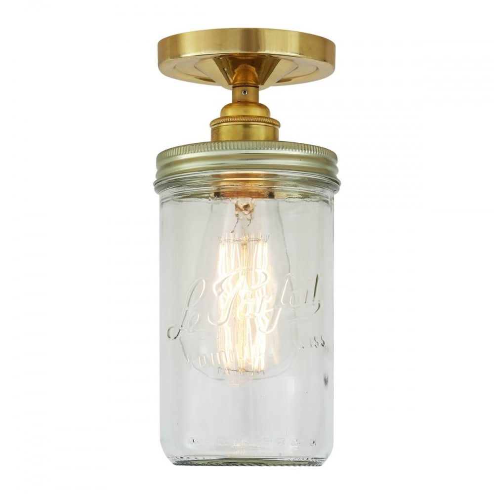 Antique Brass Jam Jar Ceiling Light Fixture