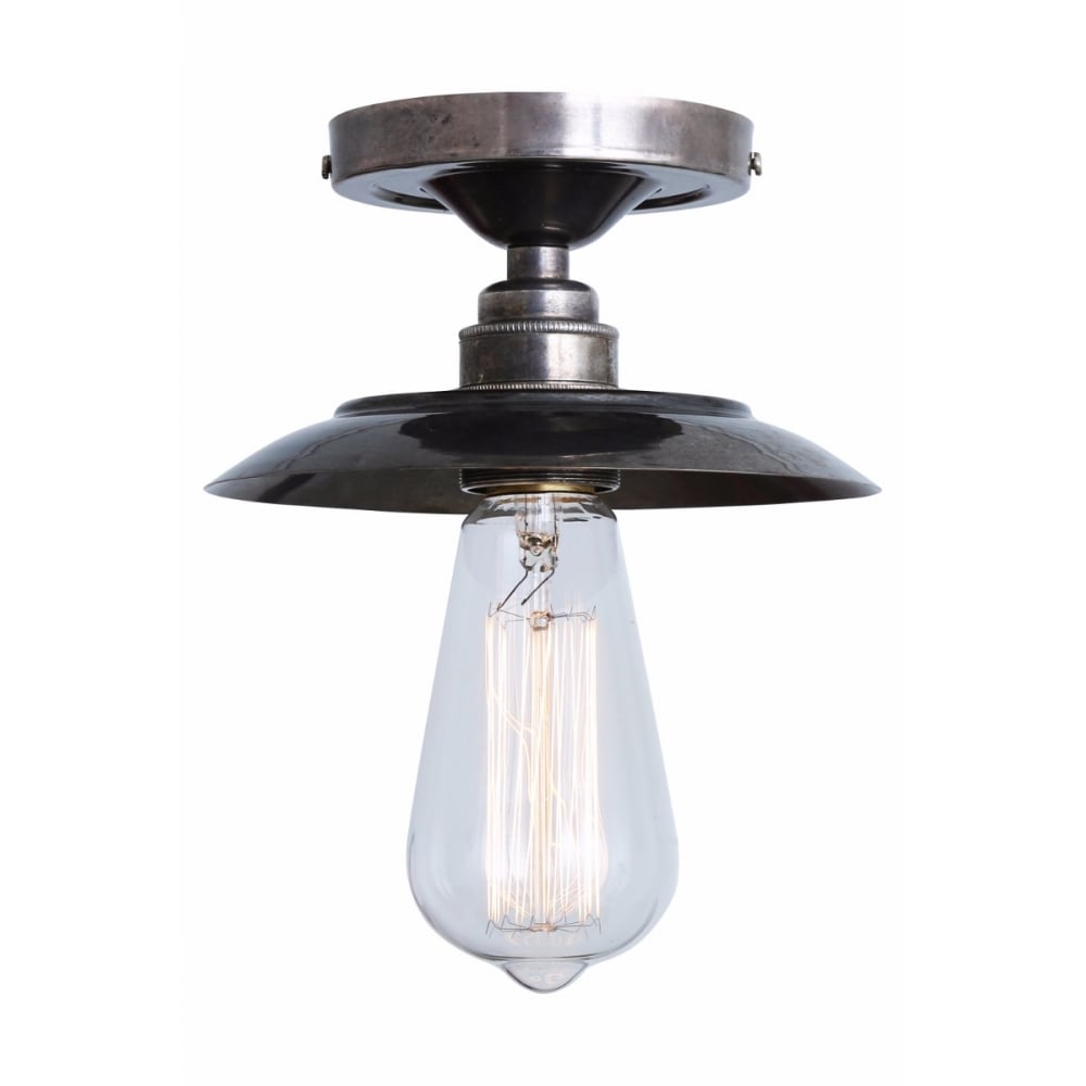 Antique Brass Reznor Flush Ceiling Light Fixture