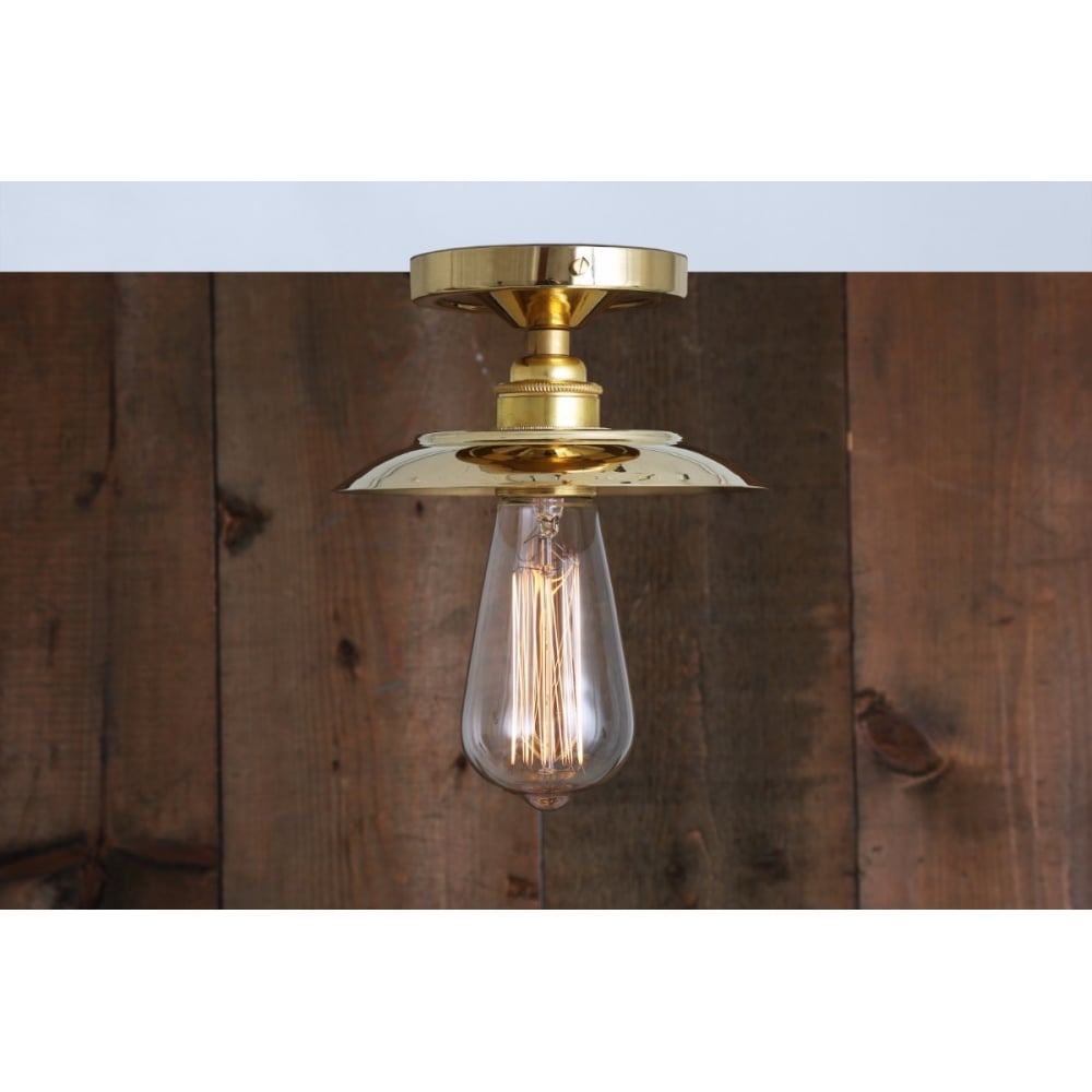 Antique Brass Reznor Flush Ceiling Light Fixture