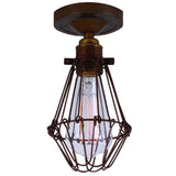 Apoch Antique Brass & Bronze Flush Cage Ceiling Light
