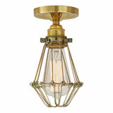 Apoch Antique Brass & Bronze Flush Cage Ceiling Light