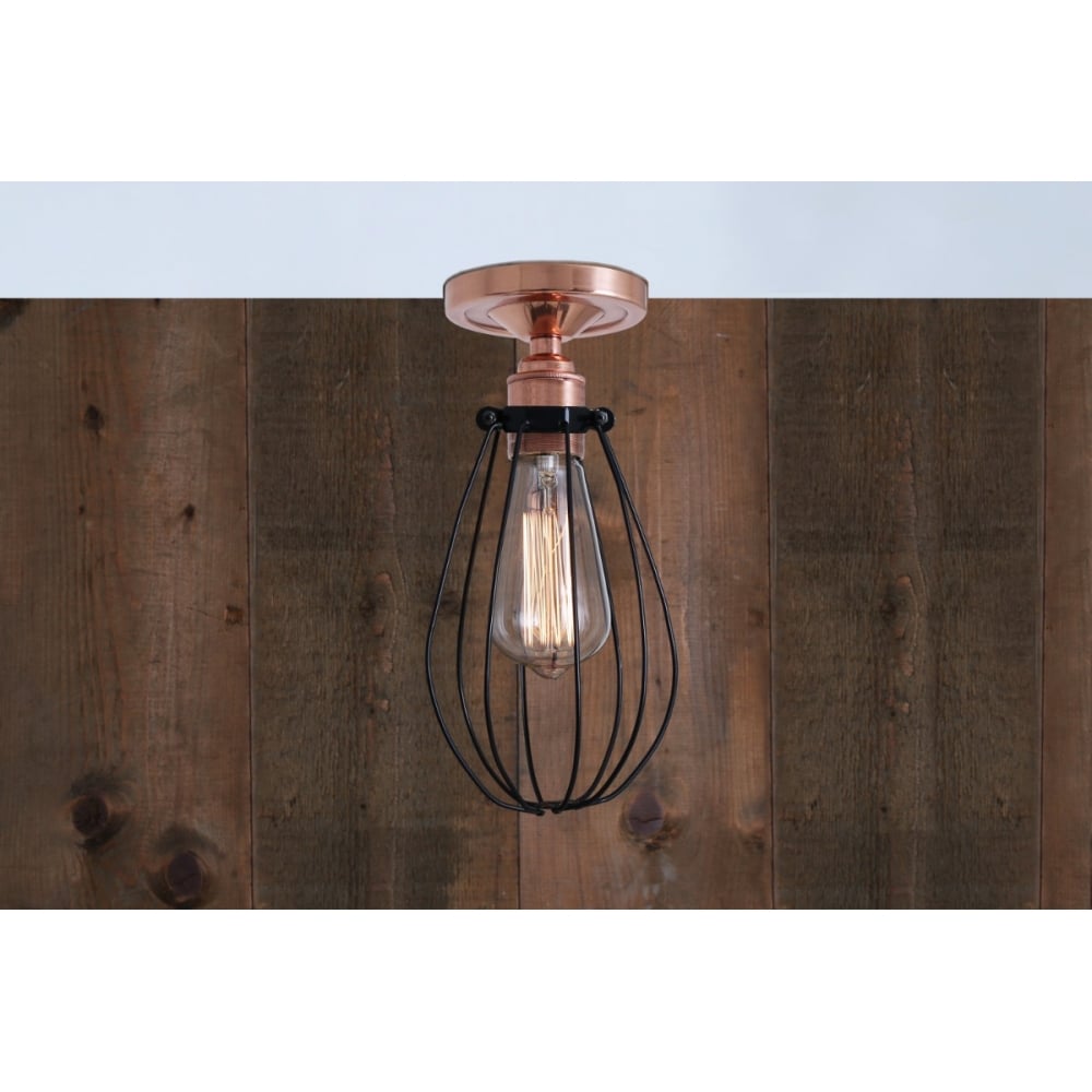 Contemporary Copper Flush Mount Ceiling Light - Abuja Collection
