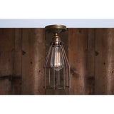 Sage Green Industrial Cage Ceiling Light with Chrome Lampholder