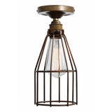 Sage Green Industrial Cage Ceiling Light with Chrome Lampholder