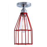 Sage Green Industrial Cage Ceiling Light with Chrome Lampholder