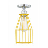 Sage Green Industrial Cage Ceiling Light with Chrome Lampholder