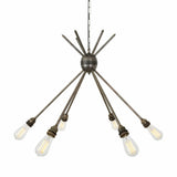 Kyoto Vintage Industrial 6-Rod Brass Chandelier